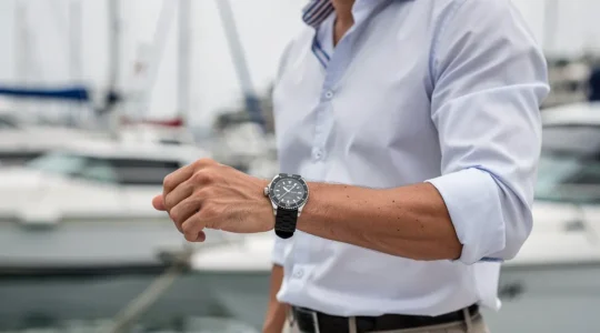 Panerai Luminor with FKM rubber strap worn during outdoor activity