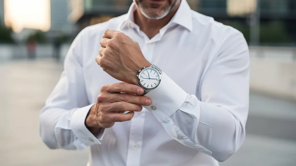 Luxury steel sports watch visible on wrist during natural daily moment in outdoor urban setting