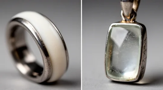 Close-up comparison of cold and hot enamel jewelry showing texture differences