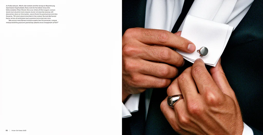 Professional man adjusting silver cufflinks in modern office setting
