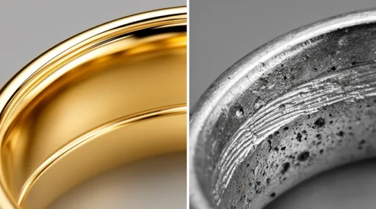 Close-up comparison of hand-finished and mass-cast jewelry details showcasing craftsmanship differences