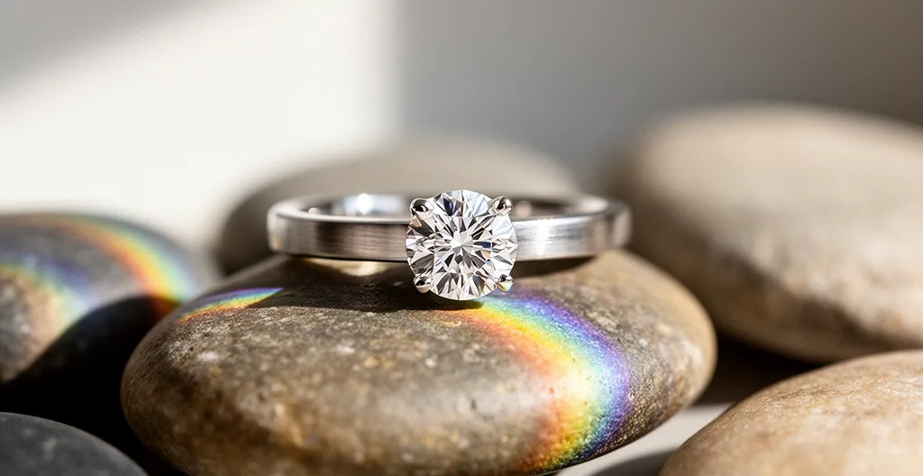 Elegant minimalist diamond ring with subtle lighting showcasing secure prong setting