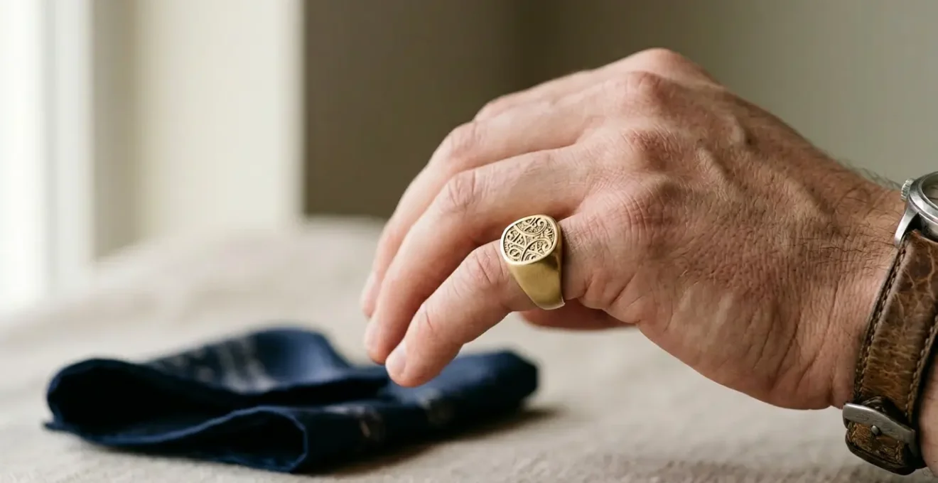 Contemporary styling of signet rings with modern men's fashion accessories