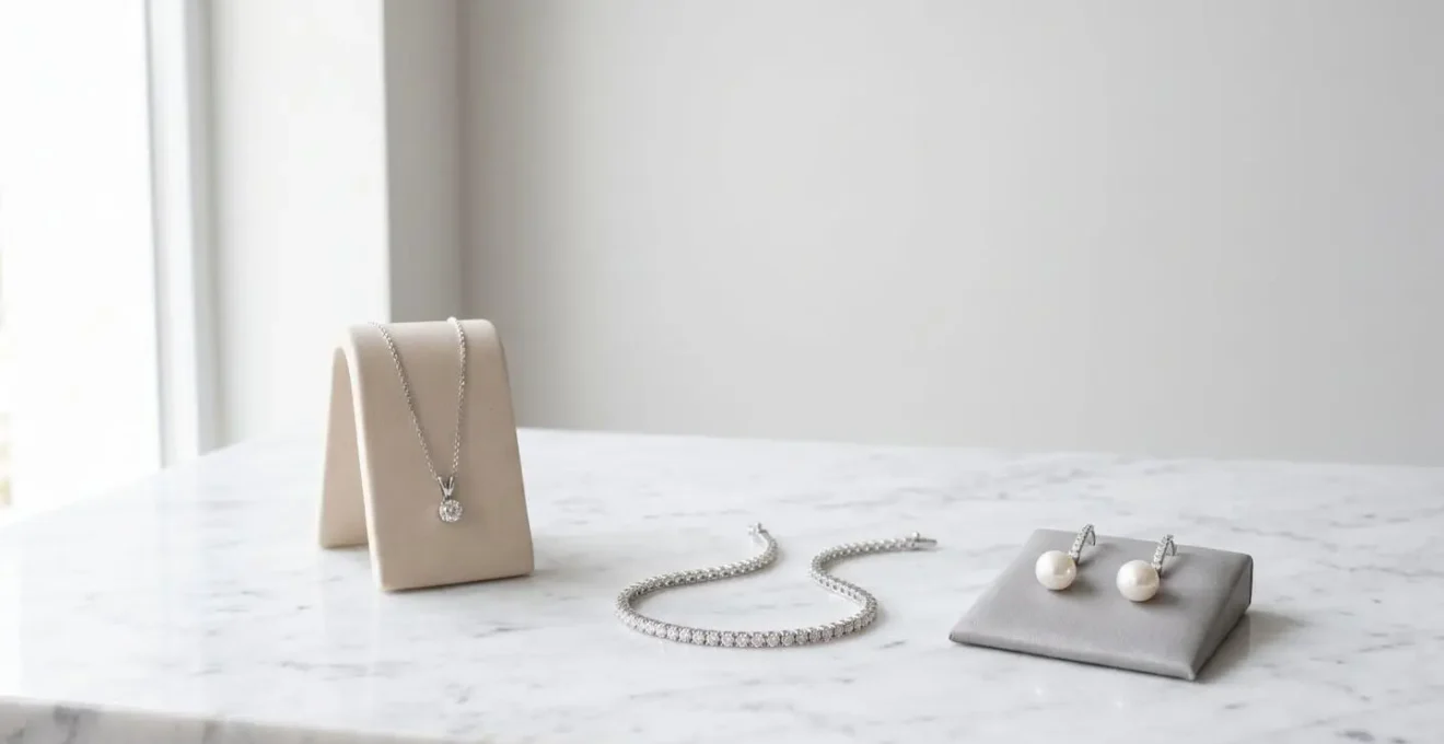 Elegant display of alternative anniversary jewelry including necklace and bracelet options