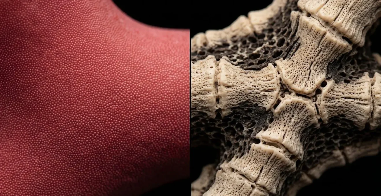 Extreme close-up of coral grain patterns showing natural texture differences