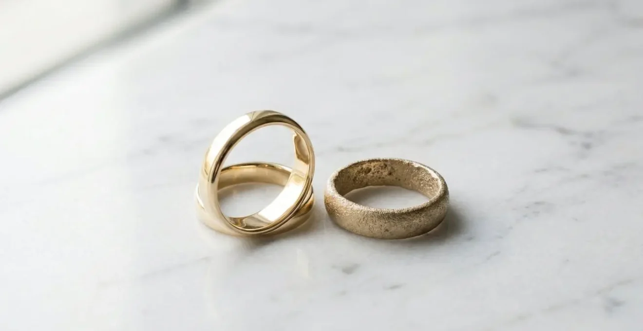 Macro comparison of polished versus rough ring interior surfaces