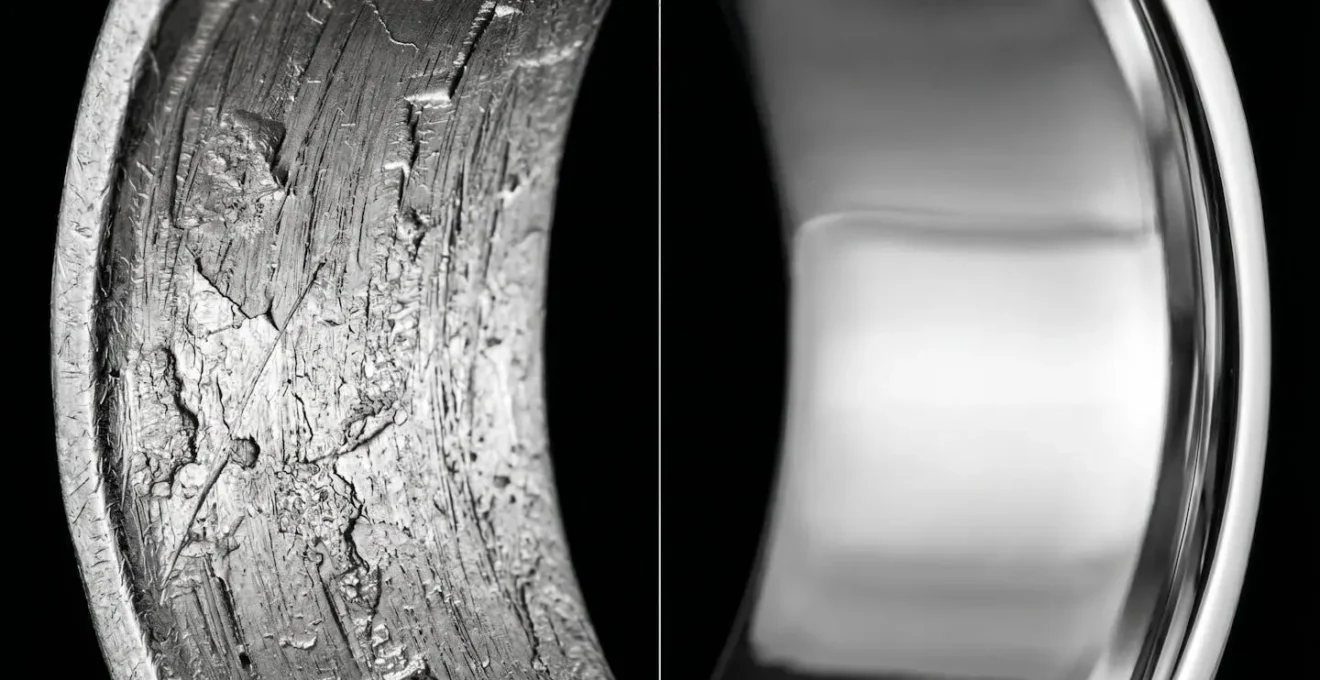 Macro comparison of polished versus unpolished ring interior surfaces
