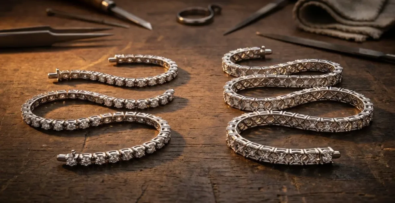 Detailed comparison of single-gallery and double-gallery tennis bracelet link structures